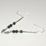 Nature silver and Moss Agate bead earrings
