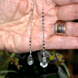 Nature Rock Crystal solid silver chain earrings