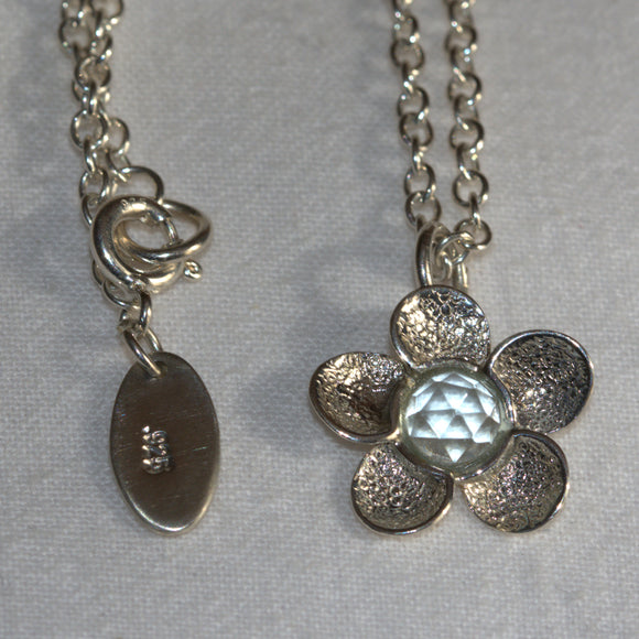 Nature silver Aquamarine pendant necklace