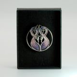Celtic solid silver enamel birds brooch by Norman Grant in gift box