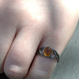 Citrine November birthday silver ring