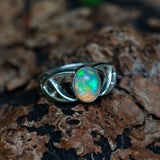 Ethiopian Opal solid 925 silver Celtic ring