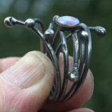 handcrafted silver and Opal ring side view