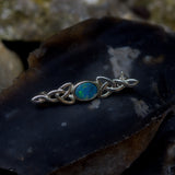 Australian Opal solid 925 silver Celtic bar brooch