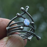 rustic handcrafted sterling silver and Opal ring