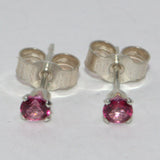 Pink Topaz and silver stud earrings