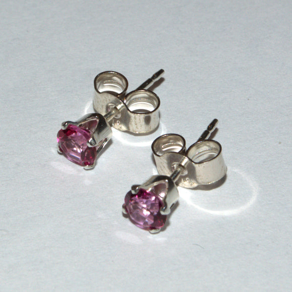 Pink Topaz silver stud earrings