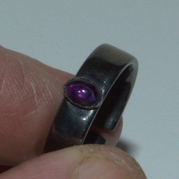 handcrafted silver and Amethyst ring