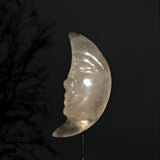 Rose Quartz Crescent Moon Brooch