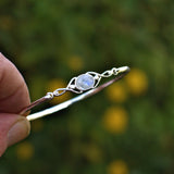 Rainbow Moonstone silver Celtic bracelet