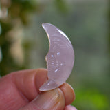 Rose Quartz and silver 'man-in-the-moon' brooch