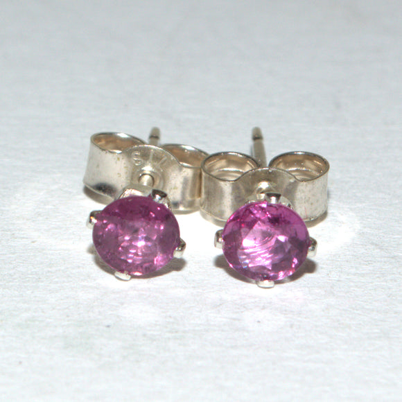 Ruby silver stud earrings