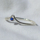 Sapphire and silver chevron ring