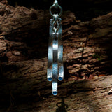 Sapphire solid silver triple drop pendant necklace featuring a textured wave form design