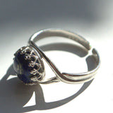 Lapis crown set silver open ring