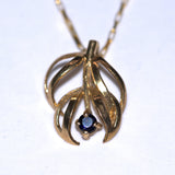 Sapphire solid 9ct gold leaf necklace