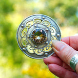 smokey quartz solid silver Celtic brooch
