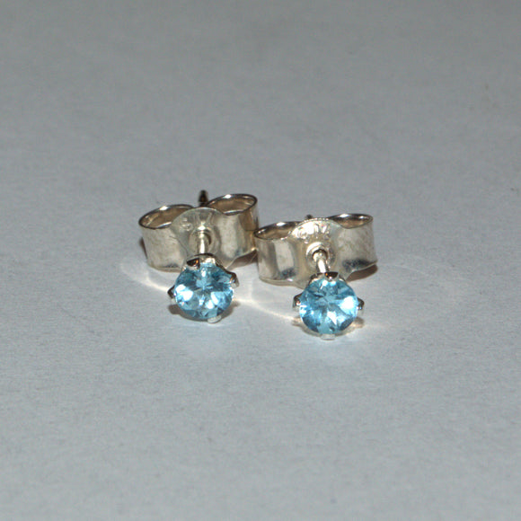 Swiss Blue Topaz silver stud earrings