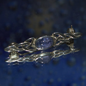 Tanzanite Celtic style silver brooch