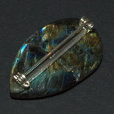 silver Labradorite brooch, back view