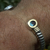 vintage Blue Topaz and white metal torc bangle