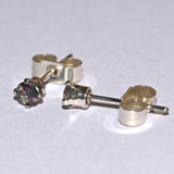 iridescent Topaz silver ear studs