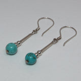silver and Turquoise bead dangle earrings