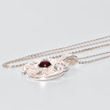 Garnet solid 925 silver Viking style pendant necklace