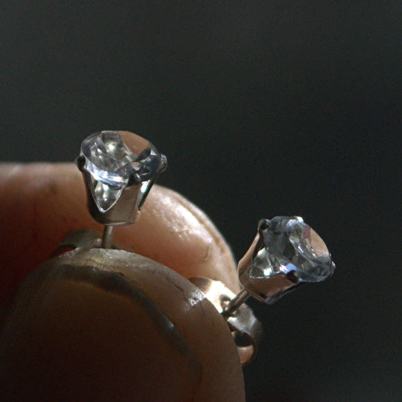White Topaz and silver stud earrings