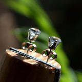 April birthday White Topaz silver earrings