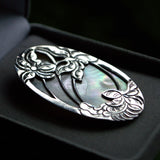 Mother-of-Pearl silver art nouveau brooch pin