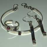 solid silver and blazing red topaz jewellery set