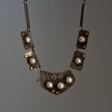 pearl and textured 925 silver necklace