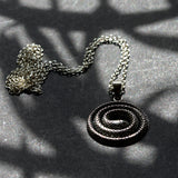 coiled snake solid silver pendant necklace