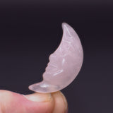 Rose Quartz and silver crescent moon brooch