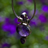 witchy triple dark Amethyst 925 silver pendant necklace