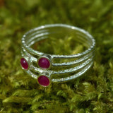 textured solid silver and Ruby ring