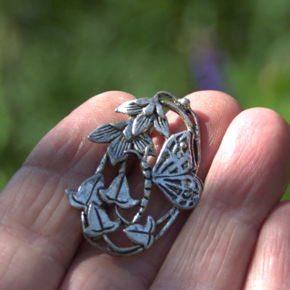 dragonfly floral silver plated brooch