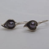 silver and Pearl Cala Lily drop earrings