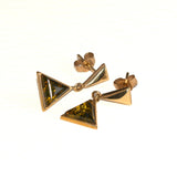 triangular gold Amber drop stud earrings