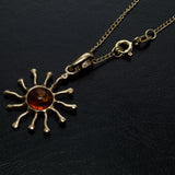 solid gold Amber pendant necklace