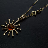 solid gold Amber pendant necklace