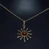 Amber celestial sunburst pendant necklace