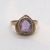 9ct yellow gold Amethyst heart ring