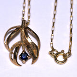 gold Sapphire openwork leaf necklace