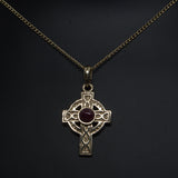 solid gold and ruby Celtic cross pendant necklace