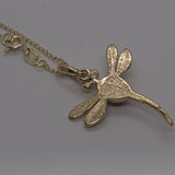 solid 9ct gold dragonfly pendant back view
