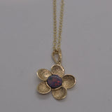 yellow gold and Opal flower pendant necklace
