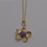 solid 9ct gold and Opal flower pendant