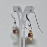 gold, silver and Garnet drop earrings